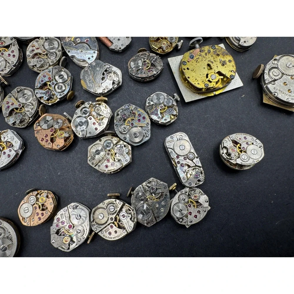Vintage Rare Lot of 33 Automatic Movements Waltham Benrus Westfield Clinton